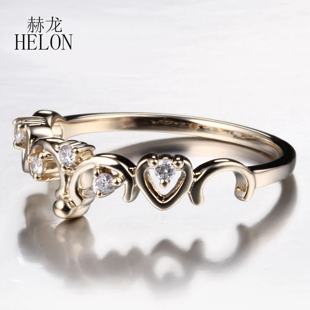 HELON Solid 10 к из желтого золота SI/H с натуральными бриллиантами, обручальное кольцо вечности, вечерние кольца, блестящие женские модные ювелирные изделия