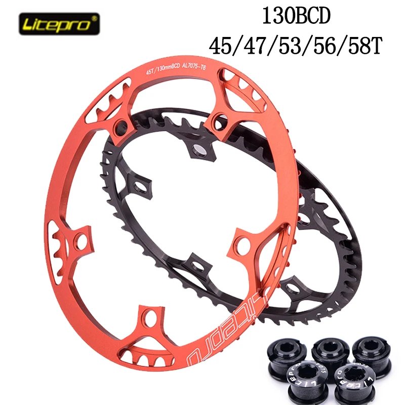 45T Bike Cycling Bicycle Chainring Folding Bike Chainwheel Oval Round Chain Ring BCD 130MM 5 Bolts Chainring 53T