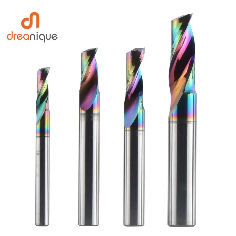 Dreanique 1pc 3.175 4 6 8mm CNC Single Flute Solid Tungsten Carbide Alloy End Mill DLC Coating Milling Cutter For Aluminium | Инструменты