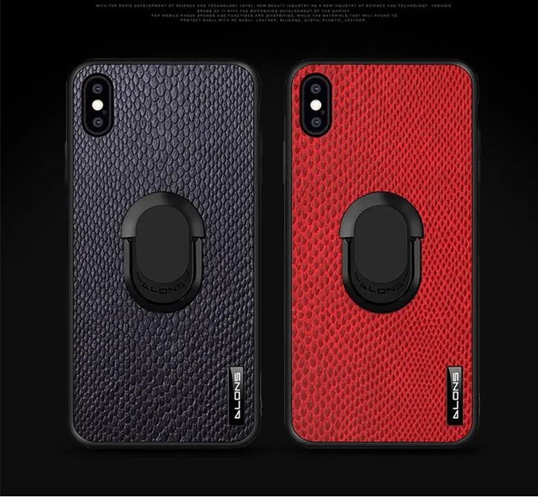 DECOCASE Green Black Cool Phone Case with Finger Ring for iPhone 6 6s 7 8 Plus X XR XS Max Covers |