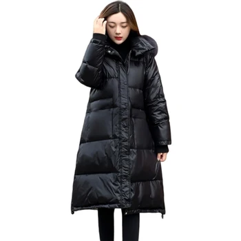 

Down cotton jacket coat women winter New Korean Hooded Fur collar Parkas coat Womens long loose Casual Warm Cotton Jackets F1154