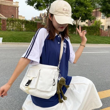 

Large Capacity Women Shopping Bag Women's Tooling Messenger Bag Retro Student Canvas Shoulder Tote Bags