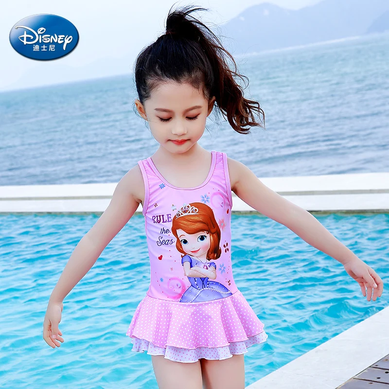 Оригинальный детский купальник Disney для девочек Цельный с юбкой малышей