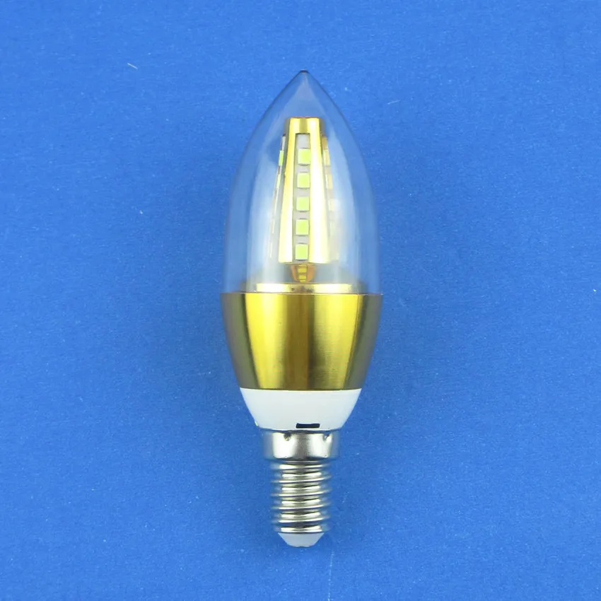 Светодиодный энергосберегающий свет свеча лампы наконечник пузырьковый хвост 5 Вт высокомощный полупрозрачный интенсивность авиационный алюминиевый кейс белый серебристый