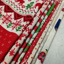 Красивая 8 шт, смешанные цвета, на Рождество с рисунком оленя и снежинками дерево с принтом домика из хлопка и льна с цветочным принтом льняной ткани в стиле пэчворк 22x24 см