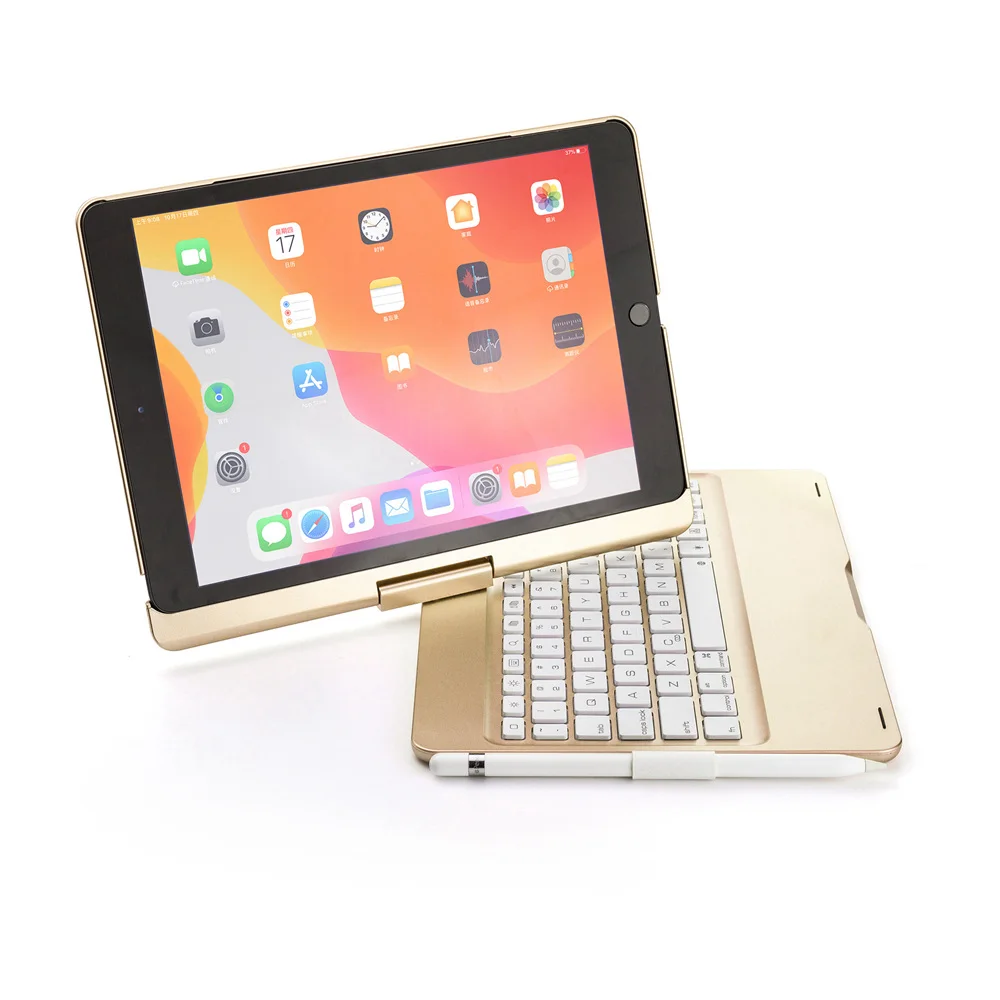 7 Colors LED Backlight 360 Degree Rotation Wireless Bluetooth Russian/Hebrew/Spanish Keyboard Case