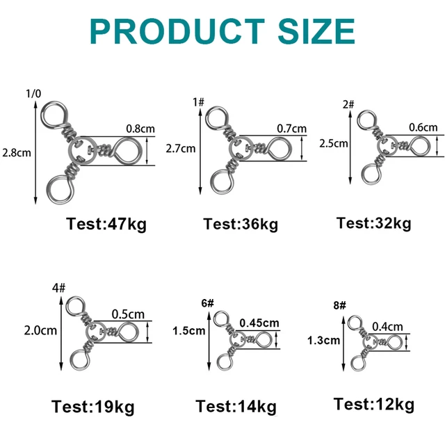 100pcs 3 Way Swivel Fishing Connector Trigeminal Solid Ring Cross