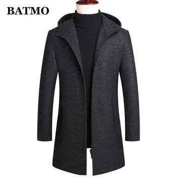 

BATMO 2020 new arrival autumn&winter wool hooded trench coat men,men's wool hooded jackets, BLC8007