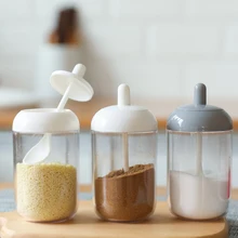 2 шт. портативная прозрачная банка для специй, держатель для хранения продуктов, банка для сахара, емкость для орехов, для кухни, дома, ресторана