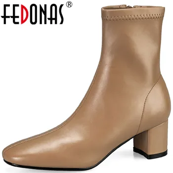 

FEDONAS INS Hot Wedding Dancing Shoes Woman Band Design High Heels Boots For Girls 2020 Winter Newest Winter Safety Boots