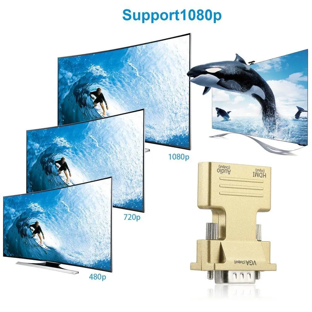 HDMI Женский VGA Мужской конвертер+ аудио адаптер Поддержка 1080P выходной сигнал WO