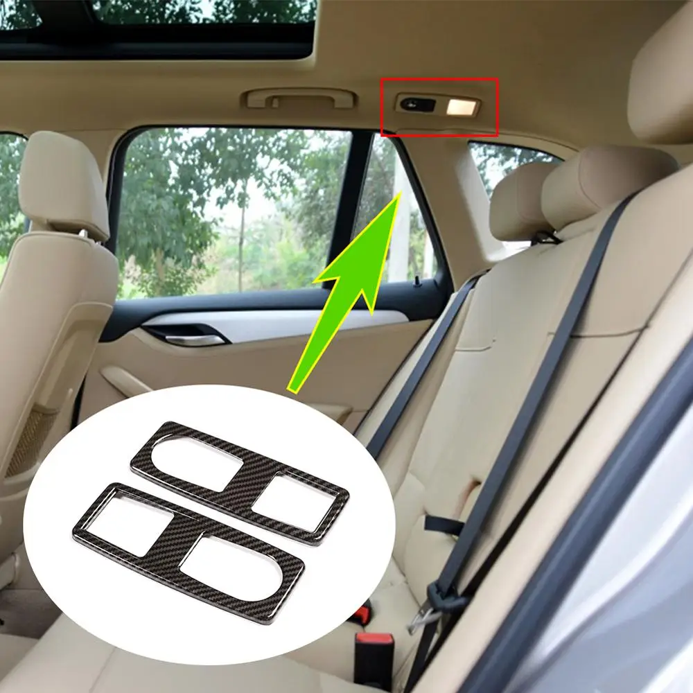 2Pcs Carbon Fiber Style Abs Plastic Stickers  Car Rear Row Reading Lamp Frame Trim For Bmw X1 E84 2011-2015 Models Accessories
