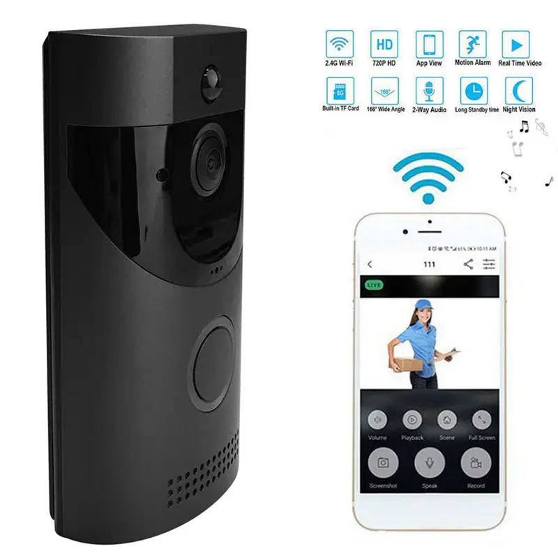 Беспроводной Wifi безопасности Водонепроницаемый дверной звонок умный видео дверной телефон визуальная запись с подключением Chime удаленный