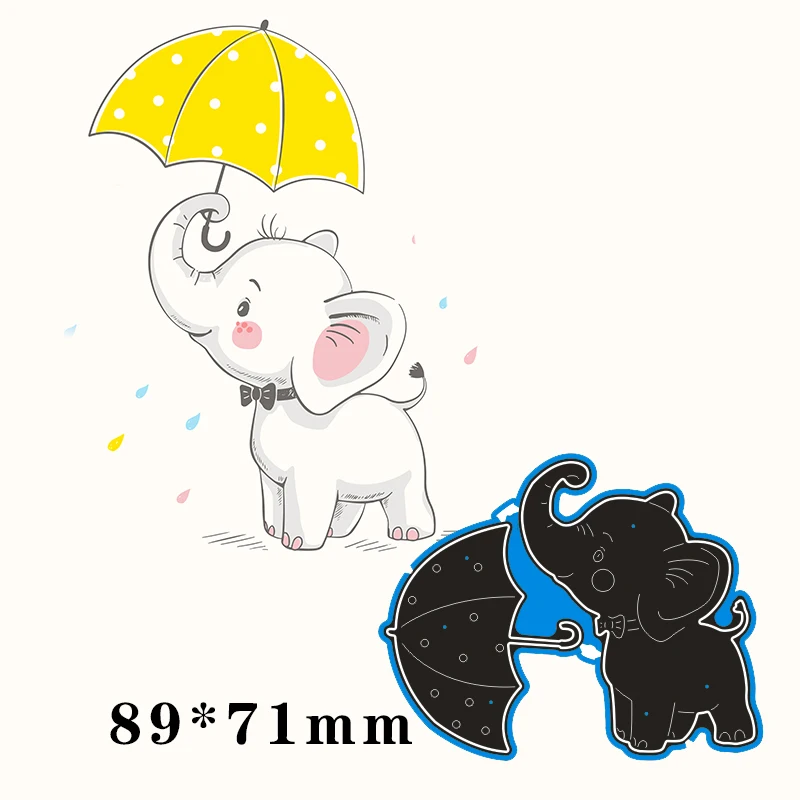 

Metal steel frames Cutting Dies Baby elephant holding an umbrella DIY Scrap booking Photo Album Embossing paper Cards 89*71mm