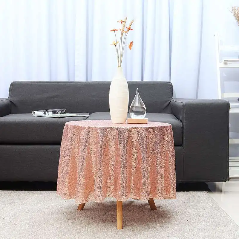 47Inch / 120cm Sparkle Round Sequin Embroidered Tablecloth Table Cover For Wedding Party Banquet Event Dining Table Cloths Cover