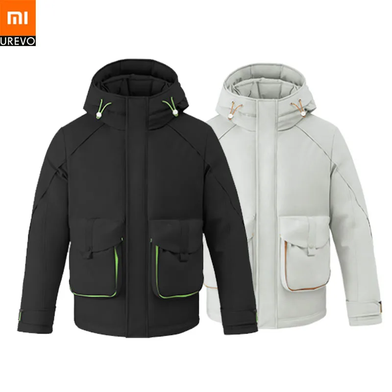 Xiaomi Urevo, мужской повседневный пуховик, водонепроницаемый, ветрозащитный, u-образный карман, цвет, модный, подходящий дизайн, теплое пальто для зимы