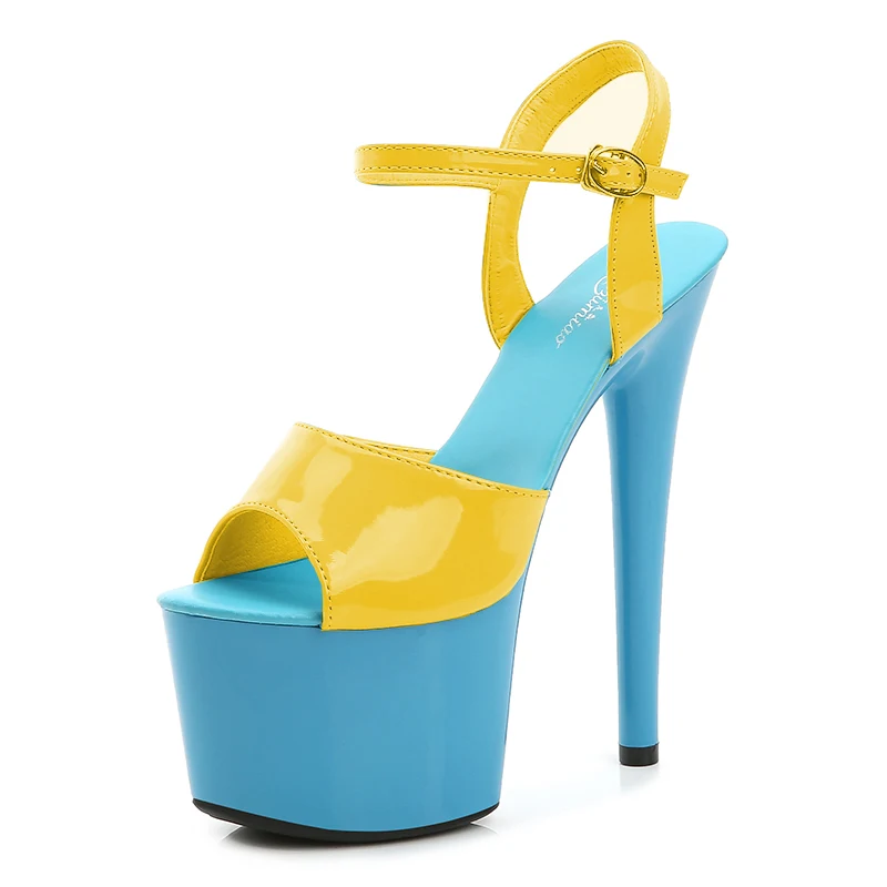 Stripper Heels Women Shoes Summer Platform High Heels Sandals Thin-heeled 17cm Mixed Colors Sexy Waterproof Wedding shoe