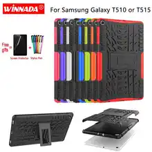 For Samsung GALAXY Tab A 10.1 2019 case SM- T510 T515 Armor case Tablet Silicone TPU+PC Shockproof Stand Cover for T510+pen+Film