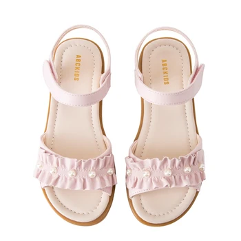 

Girls Sandals Kid Girls Anti-Slip Solid Soft Rubber Soled Children's Shoes