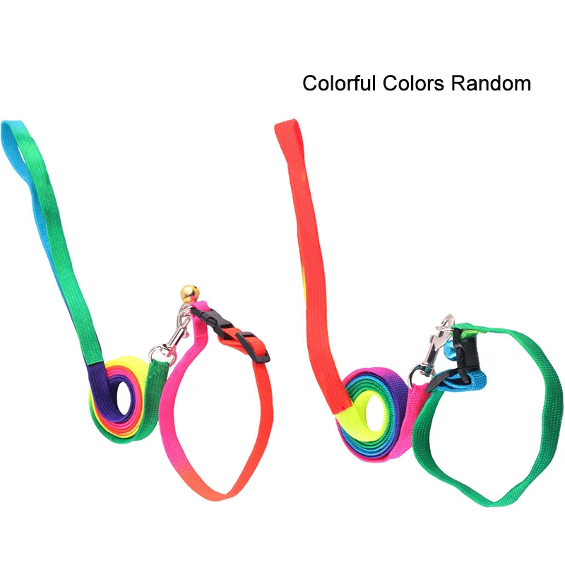 

Nylon Dog Leash Adjustable Pet Collar Bells Basic Halter Harnesses Colorful Collar Gato Ldentificador Walking Training Cat Leash
