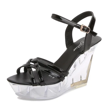 

Crystal bottom Korean sexy slope with 10CM nightclub high heels fashion women shoes catwalk pole dancing shoes