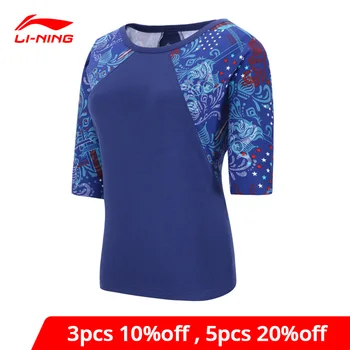 

Li-Ning Women The Trend T-Shirt 100% Cotton Loose Fit LiNing Breathable Raglan Sleeves li ning Sports Tee Tops AHSN096 WTS1487