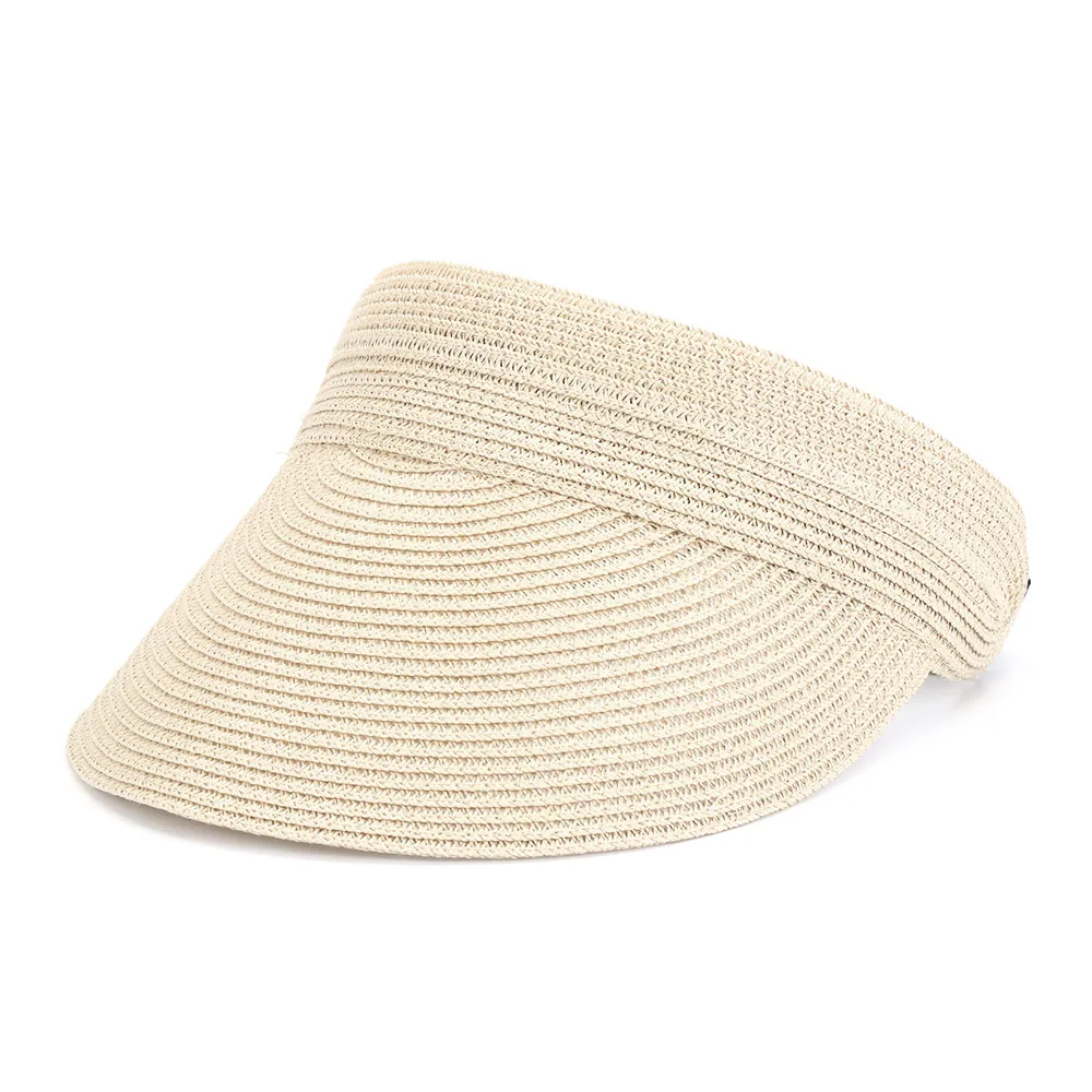 Summer Fashion Beach Hat Cool Empty Top Straw Foldable Cap for Womens Wide Brim Sunhat Outdoor UV Protective Sun Visor Hat_voghion.com