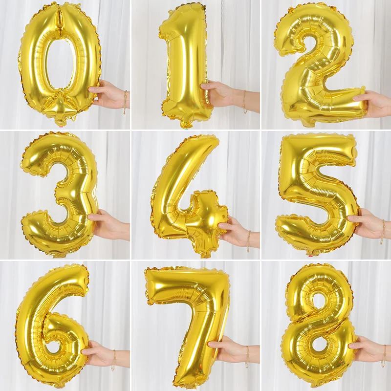 16, 32 дюйма воздушный шар в форме цифры день рождения воздушный шар для детей украшения золотой синий шар - Цвет: L01
