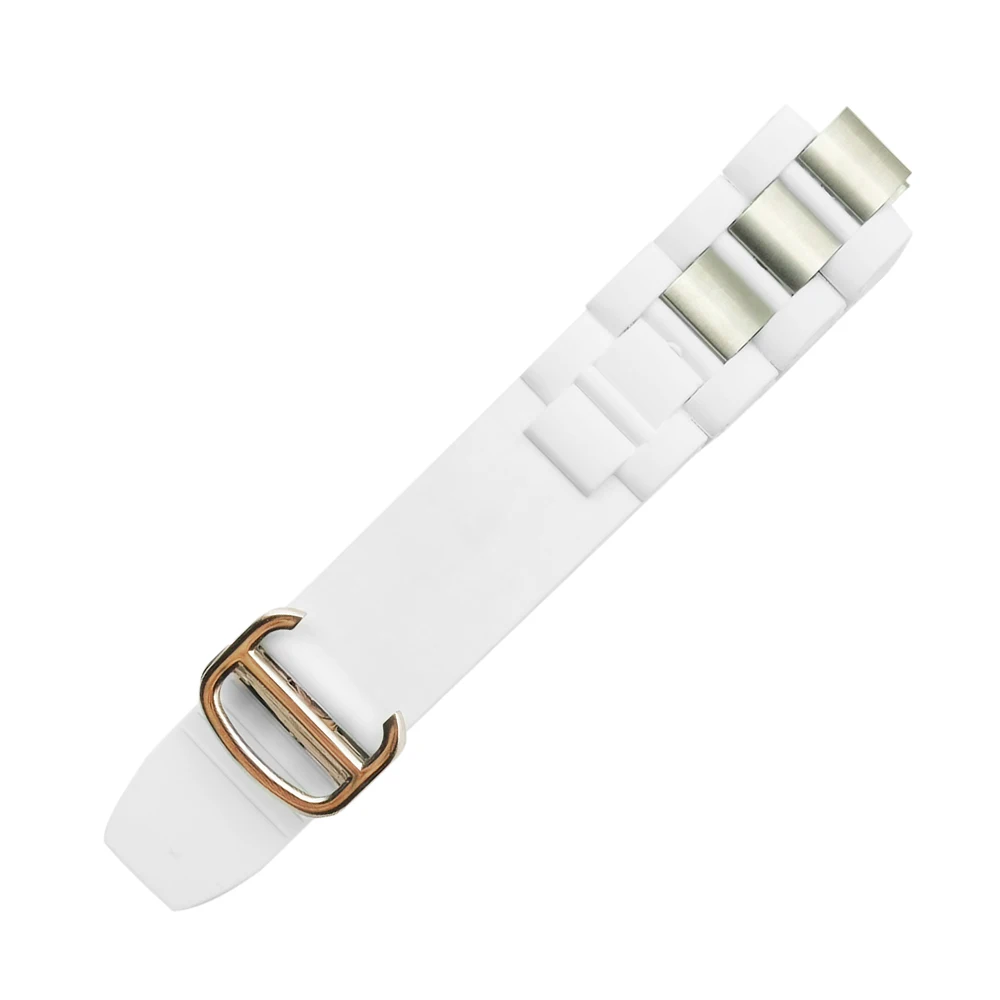 20 мм* 10 мм Черный Сменный силиконовый резиновый ремешок для часов Cartier 21 Chronoscaph W10198U2 W10125U2 W10197U2 W10184U2 - Цвет ремешка: white rose clasp