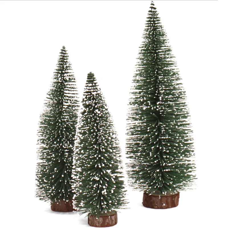 Mini Christmas Snow Tree Craft 10cm Desktop Miniature Pine Little Small