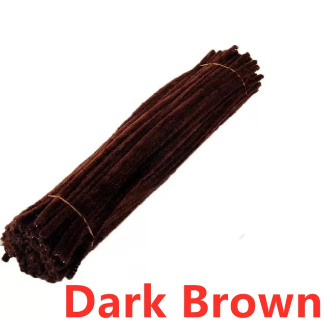 100pcs 30cm Chenille Stems Pipe Cleaners Kids Plush Educational Toy Colorful Pipe Cleaner Toys Handmade DIY Craft Supplies Dark Brown 100Pcs