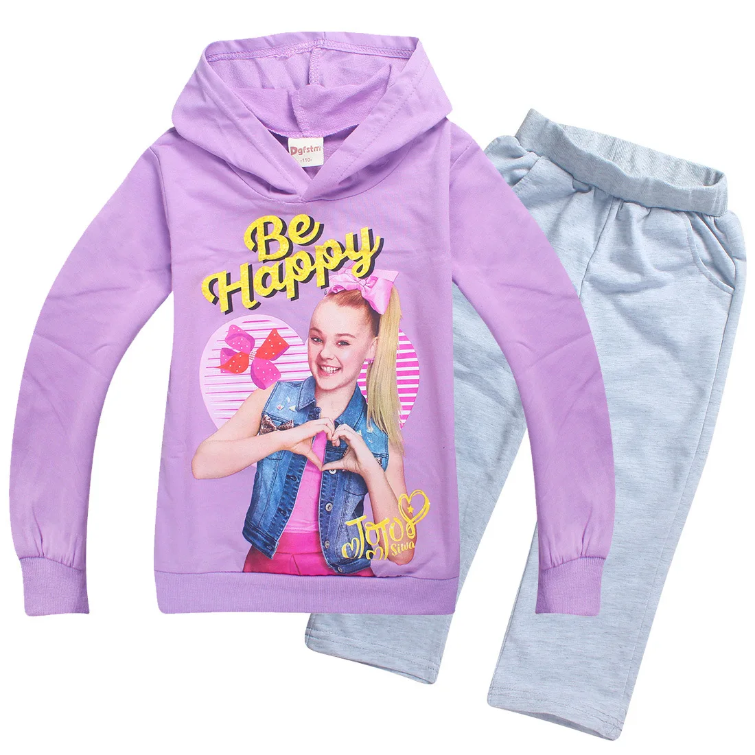 JOJO Siwa/зимняя детская одежда для малышей, футболка с длинными рукавами топы для девочек, толстовки+ штаны, комплект из 2 предметов, одежда для маленьких детей от 8 до 12 лет - Цвет: S7222-purple