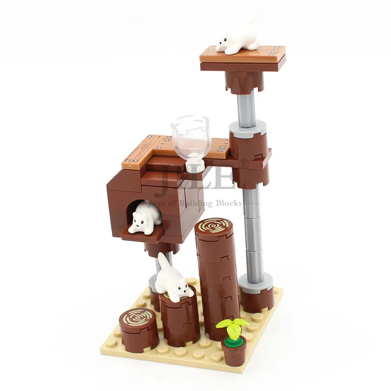 Moc Building Blocks Pet Cat Climbing Frame Tree House Modello Diy Costruzioni Mattoni Creazione Giocattoli Compatibile Con Assemblato