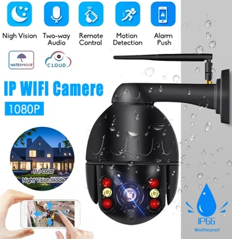 

WiFi IP Camera Motion Detect Auto-Tracking Wireless WiFi IP 1080P Camera 4x Zoom PTZ Waterproof Dome Home Security Outdoor
