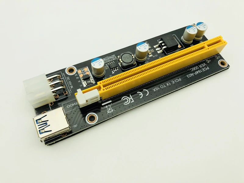 Riser 006C PCI-E Riser PCI E 1x to 16x PCIE Extender USB 3.0 Data Cable SATA to 6Pin IDE Molex Power Supply for BTC Miner Mining