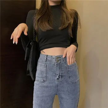 

Net Red High Waist Black Jeans For Women In Autumn And Winter