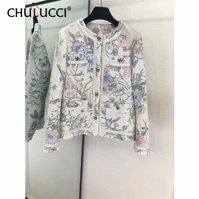 

8.17 Women Print Floral Autumn Jacket Elegant 2019 New Luxury