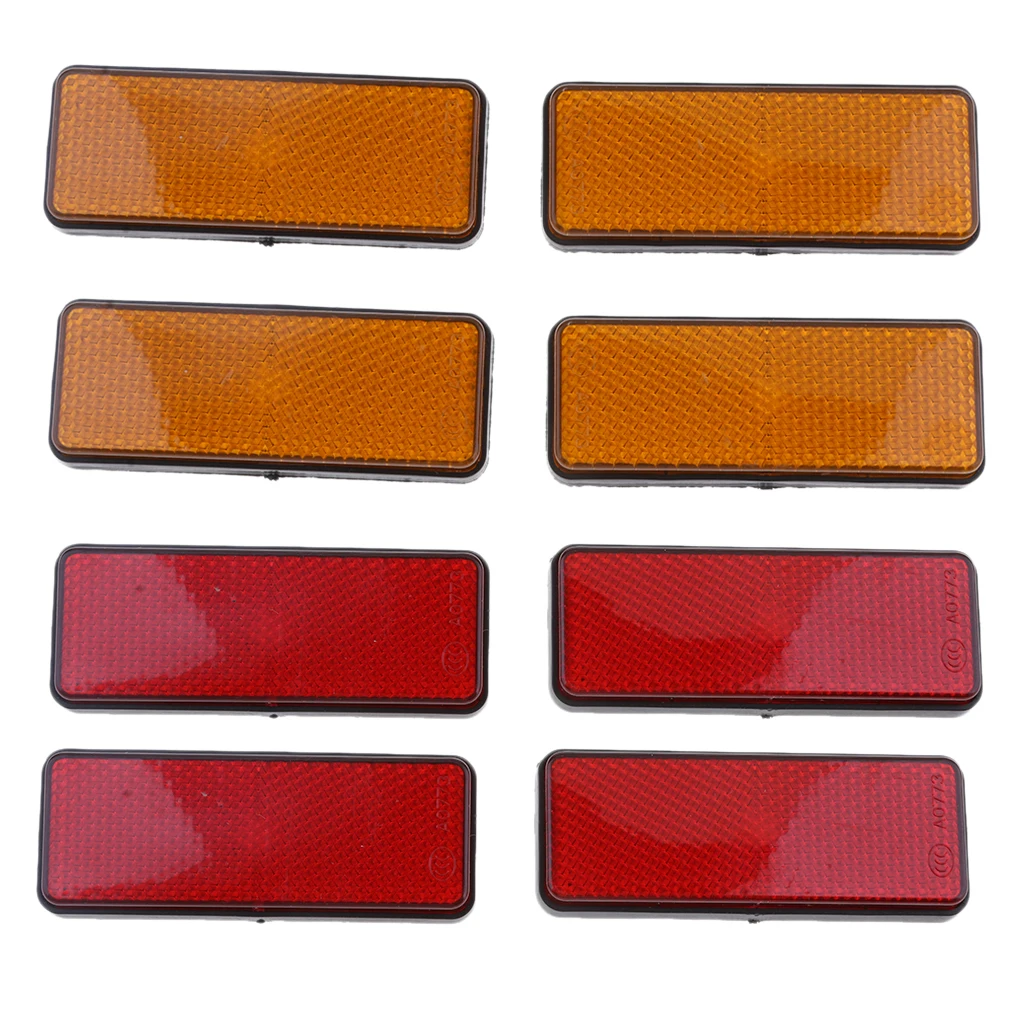 4 Pair Square Reflectors Universal For Motorcycles ATV Bikes Dirt Bike