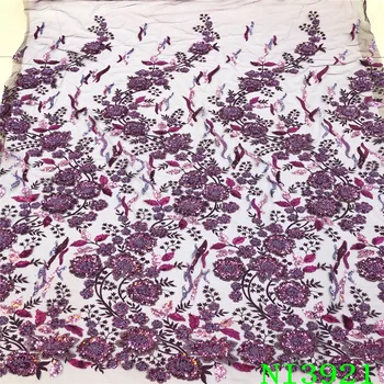 

New nigeria lace fabric high quality africa lace french embroidery fabric with sequins used for women wedding dress