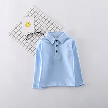 Детская рубашка-поло с длинными рукавами из чистого хлопка; детская одежда; стиль; футболка для мальчиков; детская ; Топ для малышей