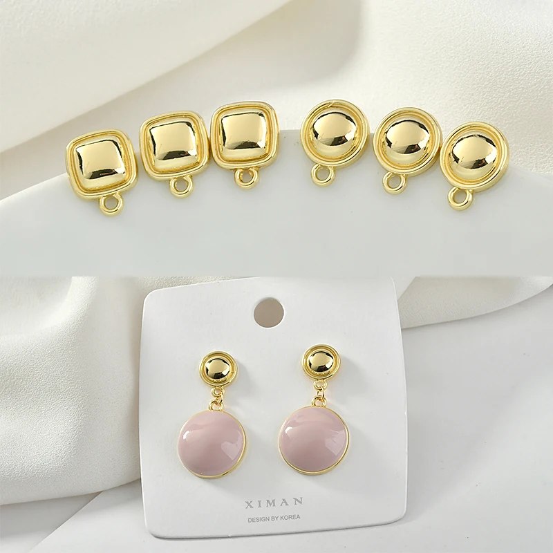 Simple and Versatile round Square Silver Needle Ear Stud DIY Rings Accessories Material 6pcs | Украшения и аксессуары