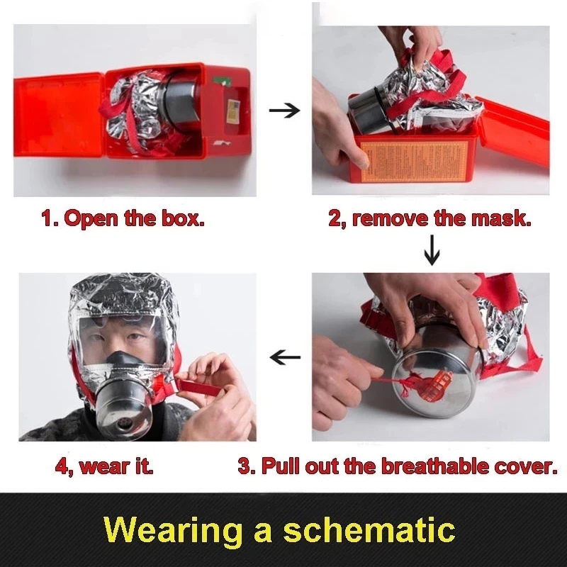 Nieuwe Brand Emergency Escape Veiligheidsmasker 30 Minuten Beschermend Anti-Rook Vuur Gasmasker Stof Koolstof Masker Home Work