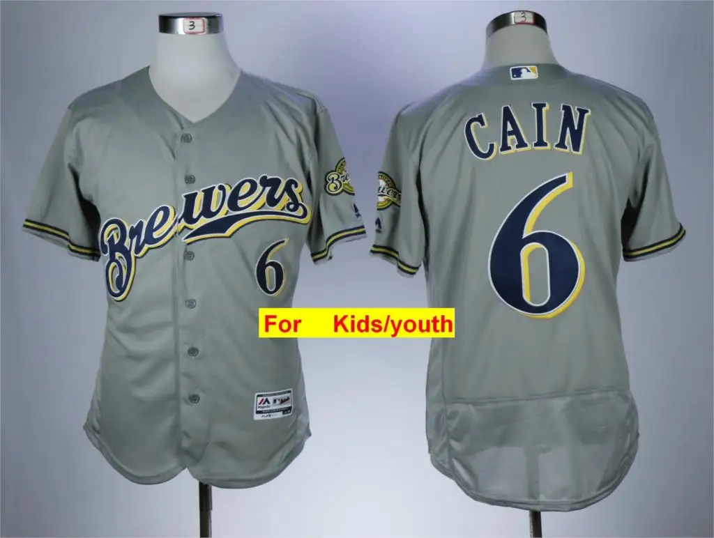 Молодежный Милуоки Кристиан йелич Лоренцо Каин Эрика Темза Лоренцо Каин Ryan Braun FLEX& Cool базовый плеер Джерси - Цвет: Черный