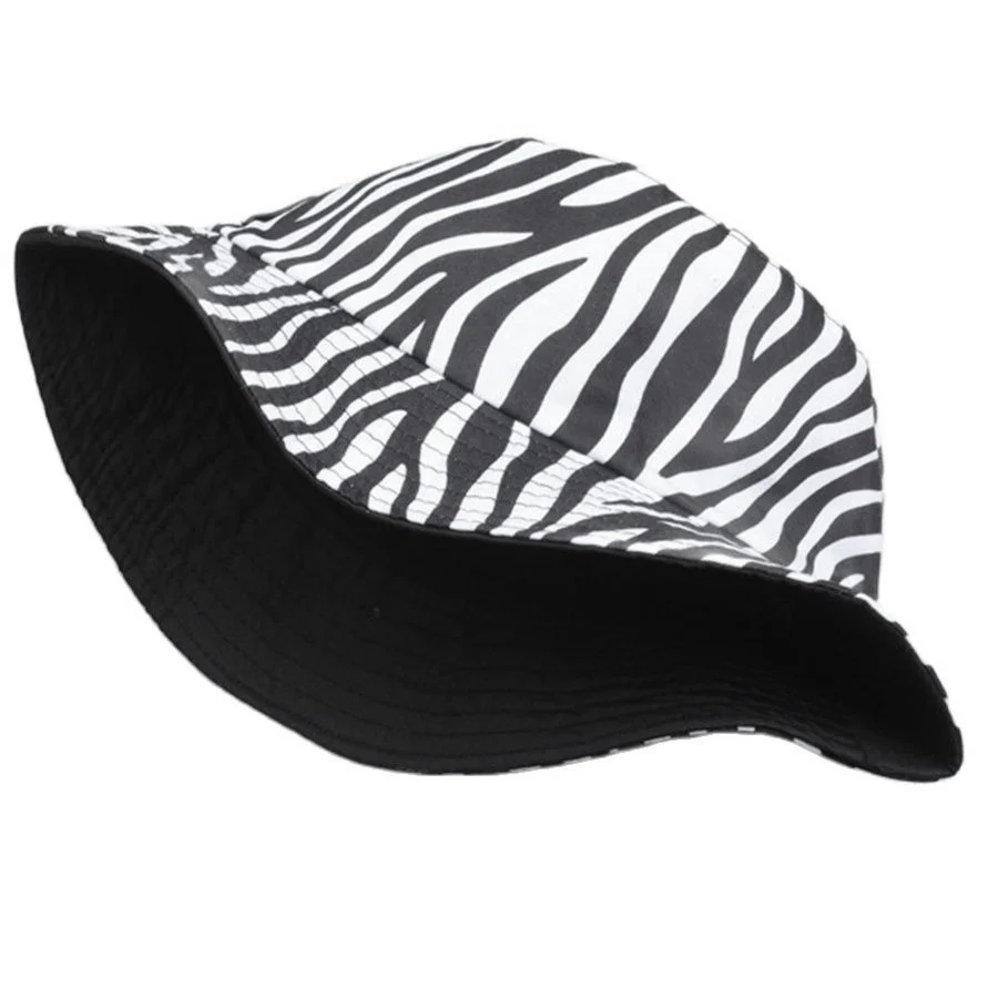 Japanese Korean Style Unisex Cotton Fisherman Caps Zebra Pattern Outdoor Summer Sun-Proof Panama Bucket Hat Youth Fashion F106