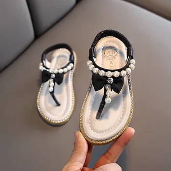 

Girls Pearl Sandals Summer New Baby Princess Shoes No-slip Sandals For Girl Kids Flat Shoes Peep Toe Beach Sandals Children
