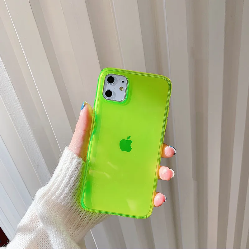 Неоновый флуоресцентный цветной чехол для телефона iphone 11 Pro Max XR X XS Max 7 8 plus задняя крышка Роскошный прозрачный мягкий бампер чехол s - Цвет: Style 2