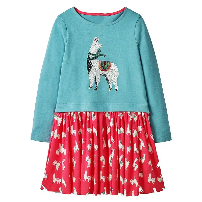 Платье для маленьких девочек с аппликацией в виде животных; костюм принцессы; рождественское платье; вечерние Детские хлопковые платья с единорогом; Одежда для девочек - Цвет: 95