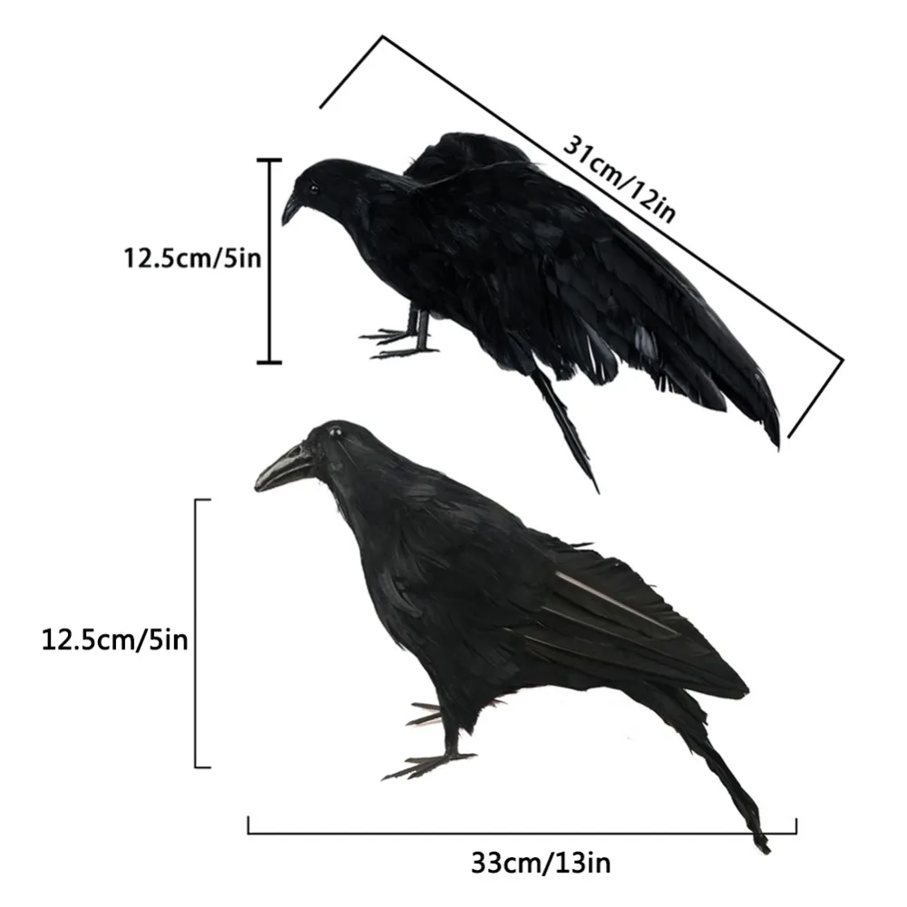 2 шт. черный пластик ворона охотничьи приманки сад птица отпугивает страшное чучело мыши Борьба с вредителями дезодорант сад Хэллоуин Декор