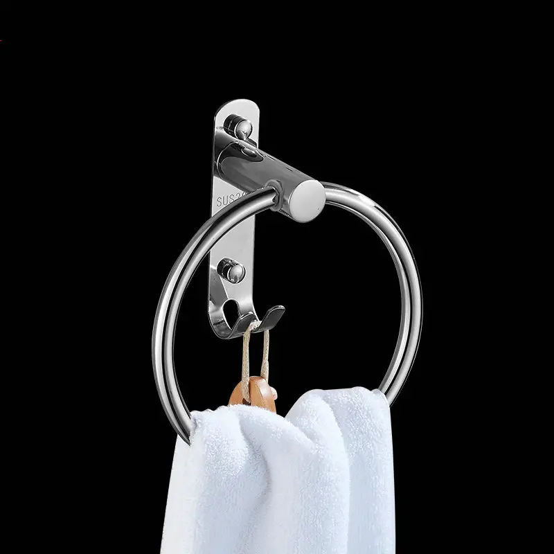 

Meal Ding 8630 Towel Rod SUS304 Stainless Steel Towel Rack Ring with Hook Bathroom Hardware Accessories Storage Shelf