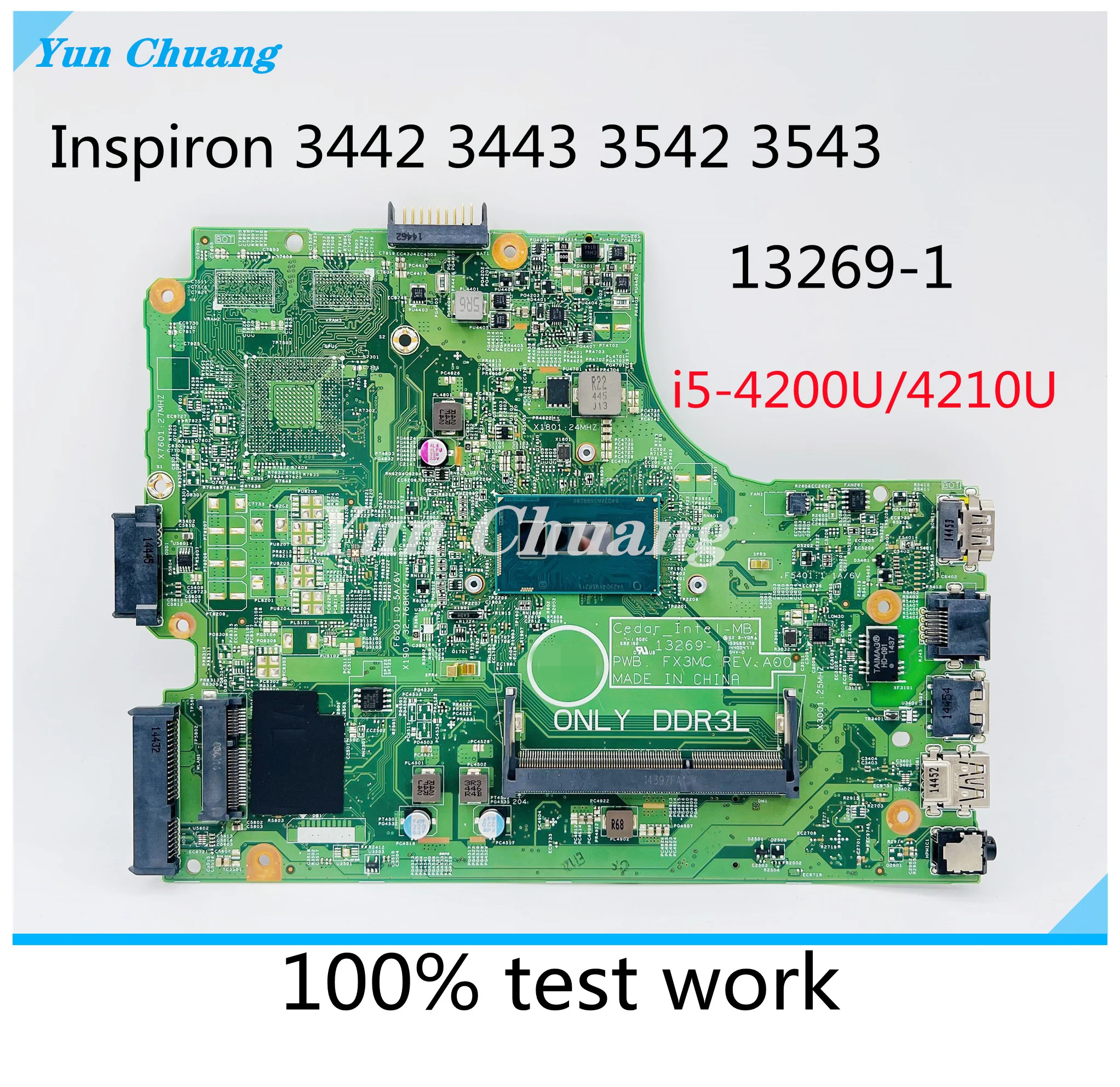 Материнская плата для ноутбука DELL Inspiron 3542 3543 3442 3443 5748 FX3MC 5749-1 со стандартом I3-4010/4030U